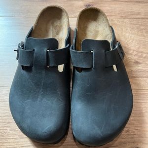 Birkenstock Boston Black Clog Leather Shoes Sz 42 M 9 L 11